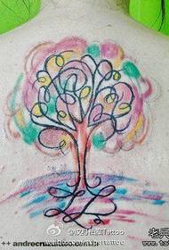 Beautiful colorful tree tattoos on the back