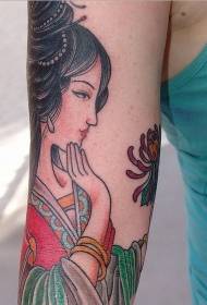 Modello bellissimo tatuaggio antico stile cinese di bellezza