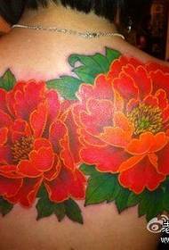 Modèle de tatouage pivoine couleur dos beauté