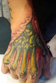 Hand back bones zombie hand bone tear tattoo pattern