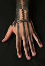 Ръчен гръб прост черно-бял персонаж с цип геометричен модел татуировка