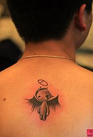 Tillbaka lilla ängel tatuering mönster