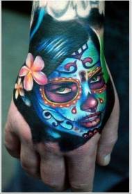 Modello di tatuaggio ragazza morte grave colore di ritorno a mano