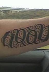 Arm black letter flower tattoo picture