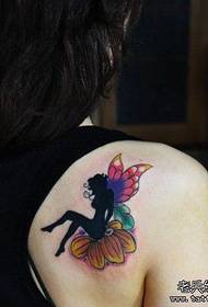 Modeli i tatuazhit të engjëjve me ngjyra të shpatullave