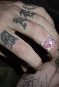 Patrón de tatuaxe de flores negras con dedo