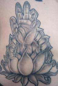 Struk sivi lotos s uzorkom ljudske tetovaže ruku
