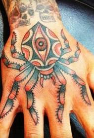 Рака назад пајак во боја со шема на тетоважа на очите