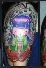 Кинески цртан филм девојче и лотос шема тетоважа