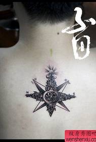 Boys back popular classic compass tattoo pattern