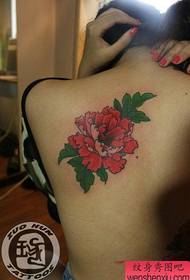 Класичний класичний візерунок татуювання півонії на спині для дівчаток