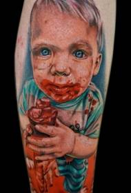 Кравата у боји хорор стила тетоважа малог дечака