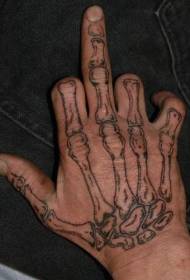 Hand schwaarz faarweg ouni Knochen Hand Tattoo Muster