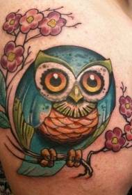 Modello di tatuaggio simpatico gufo grande braccio