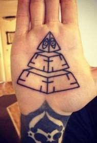 Motif de tatouage simple coeur noir petite pyramide main
