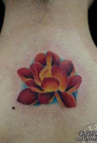 Güzel arka renk lotus dövme deseni