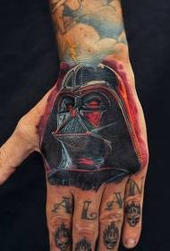 Tes pleev xim dawb rov qab Darth Vader taub hau tattoo txawv