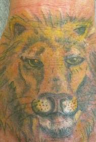 Modello di tatuaggio testa di leone colorato a mano maschio