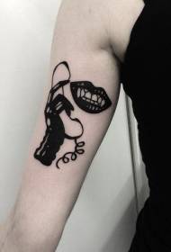 Braccio bocca di vampiro nero con motivo a tatuaggio a mano