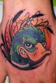 Restituisca il modello del tatuaggio di colore del fumetto dell'anatra arrabbiata indietro