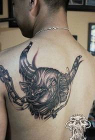 Férfi vissza klasszikus bika fej tetoválás minta