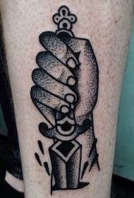 Simple black point thorn hand dagger shank tattoo pattern