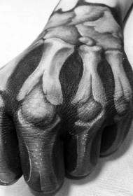 हाथ वापस 3 डी यथार्थवादी उंगली हड्डी टैटू पैटर्न