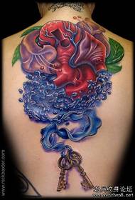 Back flower heart tattoo pattern picture