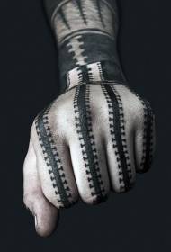 Mano indietro modello tatuaggio tatuaggio personalità cerniera bianco e nero