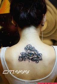 Girls back popular classic spider and eye tattoo pattern