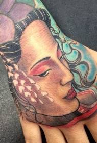 Arm gevoelig Aziatische traditionele kleurrijke vrouwelijke portret tattoo patroon