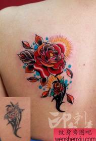 Girls' back fashion pop rose tattoo pattern