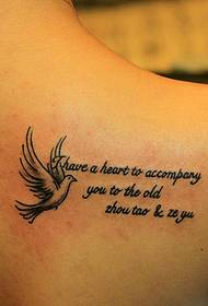 Modello di tatuaggio di piccione lettera posteriore