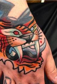 Shtëpi me ngjyra të thjeshta të bëra me dorë si tatuazh me kokë tigër