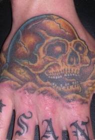 Motif de tatouage éclaté crâne couleur main
