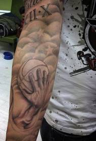 Рукоятка коричневого баскетболиста с рисунком звезды татуировки