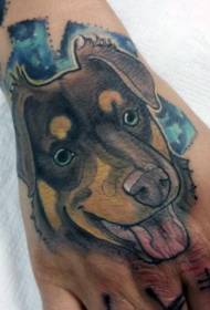 Dibujado a mano de dibujos animados dibujado a mano patrón de tatuaje de retrato de cachorro colorido