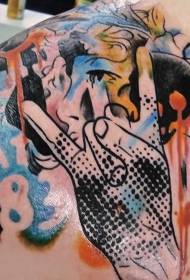 Shoulder PS image processing software style color personality tattoo