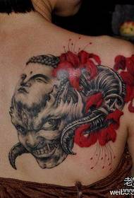 Volver Patrón de tatuaje con estampado de flores del diablo de Buda