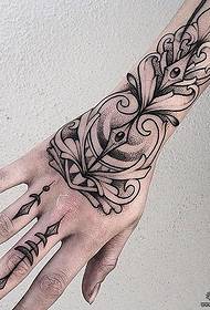 Hand back tattoo ea European and American vanilla tattoo tattoo