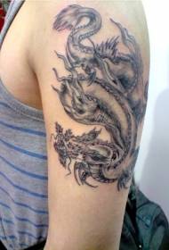 Arm, ķīniešu, tradicionāls, pūķis, tetovējums, pattern