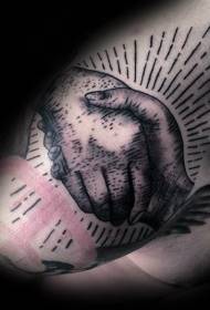 Гравіроўка ў стылі чорны мірны сімвал сімвала рукопожатия татуіроўкі
