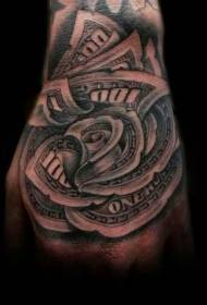 Handbrong rose Form Dollar Tattoo Muster