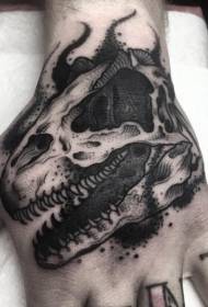 Dib u soo celinta qaabka farshaxanka sawirka madow ee loo yaqaan 'diinosaur skull tattoo qaabka'