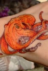 Ručno obojen slatki uzorak tetovaže hobotnice