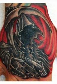 Retrocedeix la mort fosc i el patró de tatuatge de fons vermell