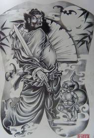 Zhong Rong Tattoo Pattern: immagine del modello del tatuaggio dell'orologio con la schiena piena