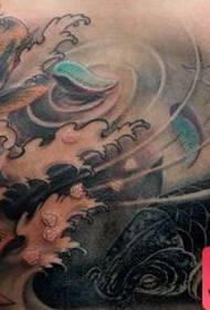Back color carp lotus tattoo pattern