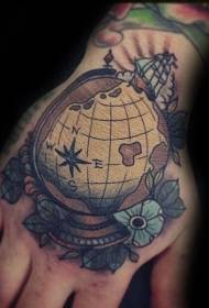 Mão lixo estilo colorido pequeno globo tatuagem imagens