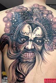 Itzuli tatuaje eredua: atzera oso cool Beijing opera maskara erretratua tatuaje eredua